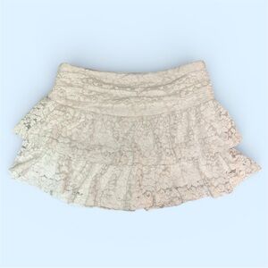 White Fox Boutique With Love Lace Mini Skirt in White Small Skort (Shorts Under)